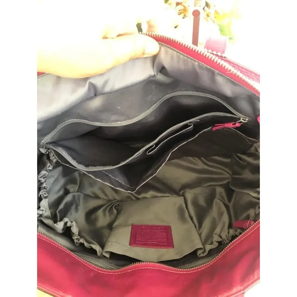 Coach F17940 Signature Fuchsia Baby Diaper Bag Tote Patent Leather (190